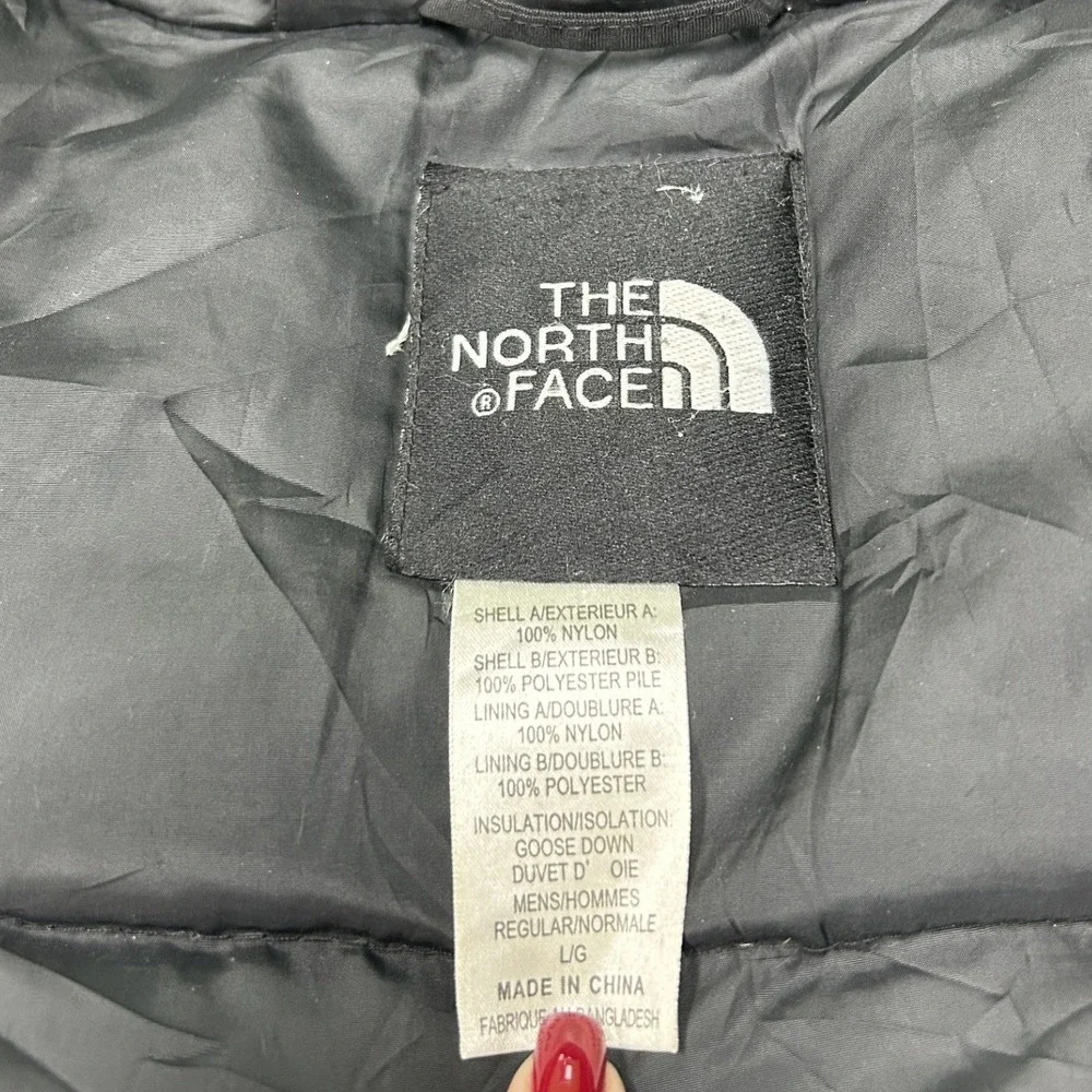 The North Face Down Parka Jacket Mens Large Black Hooded Insulated Puffer C2